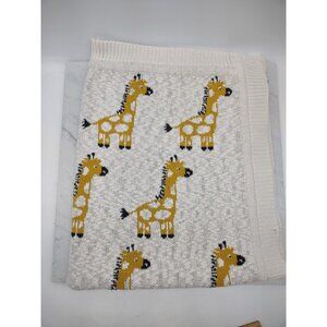 Vintage Giraffe Knit Beige Gold Baby Blanket Heavy Textured Knit 30"x 36" Nice!